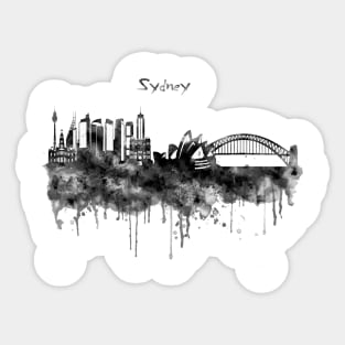 Sydney Black and White Watercolor Skyline Sticker